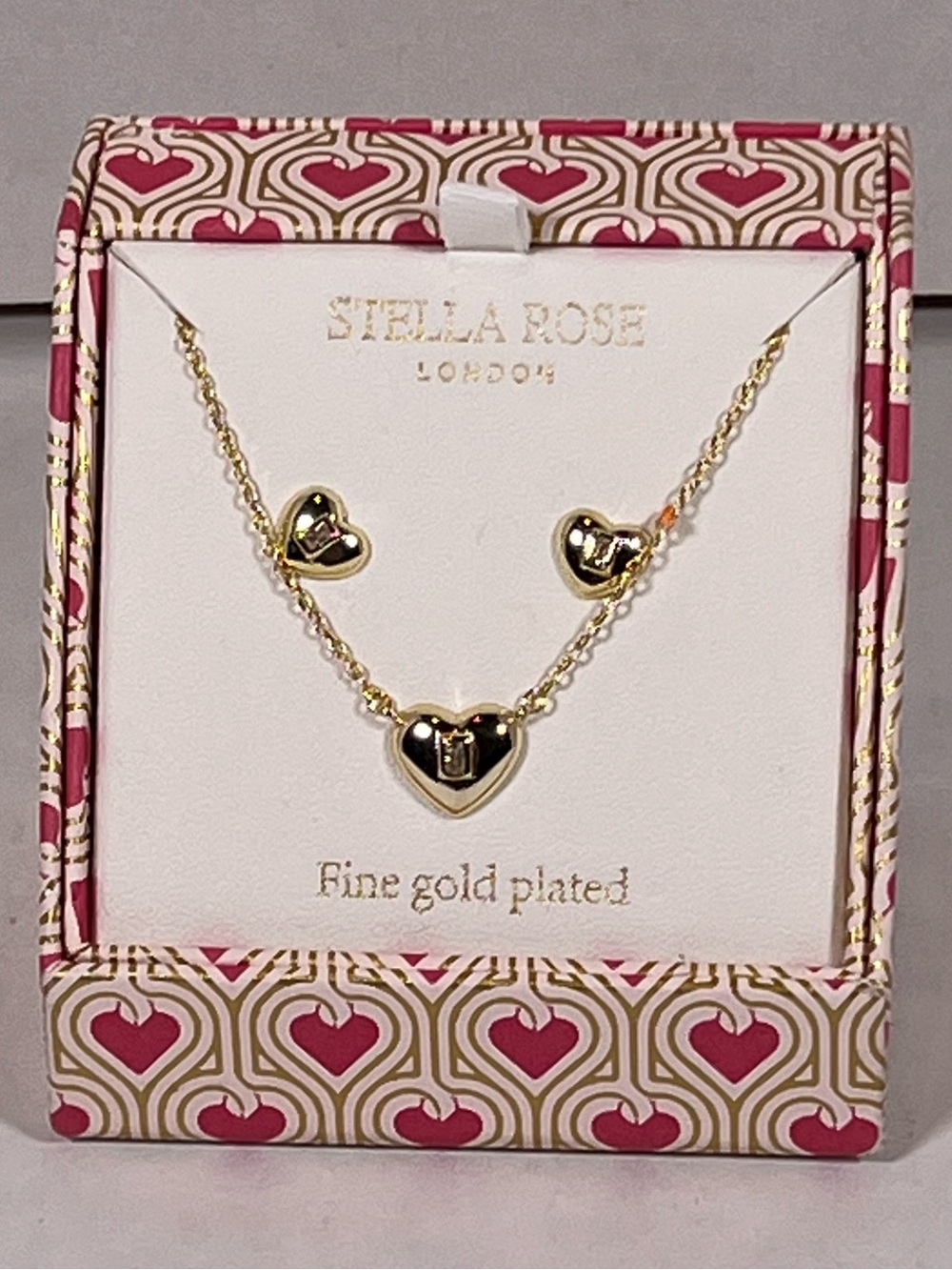Gold-Plated Heart Necklace and Earrings Set - Stella Rose